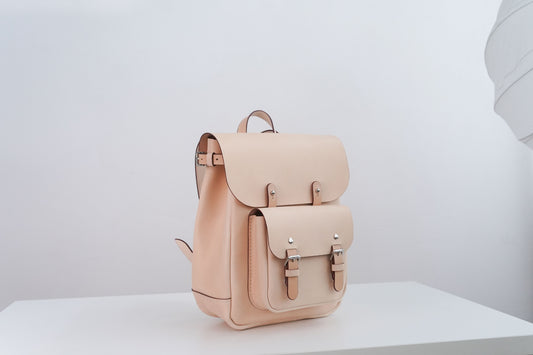 GA custom daily commuter women's genuine leather backpack, pure leather backpack, first-layer waxed leather, vintage and high-end