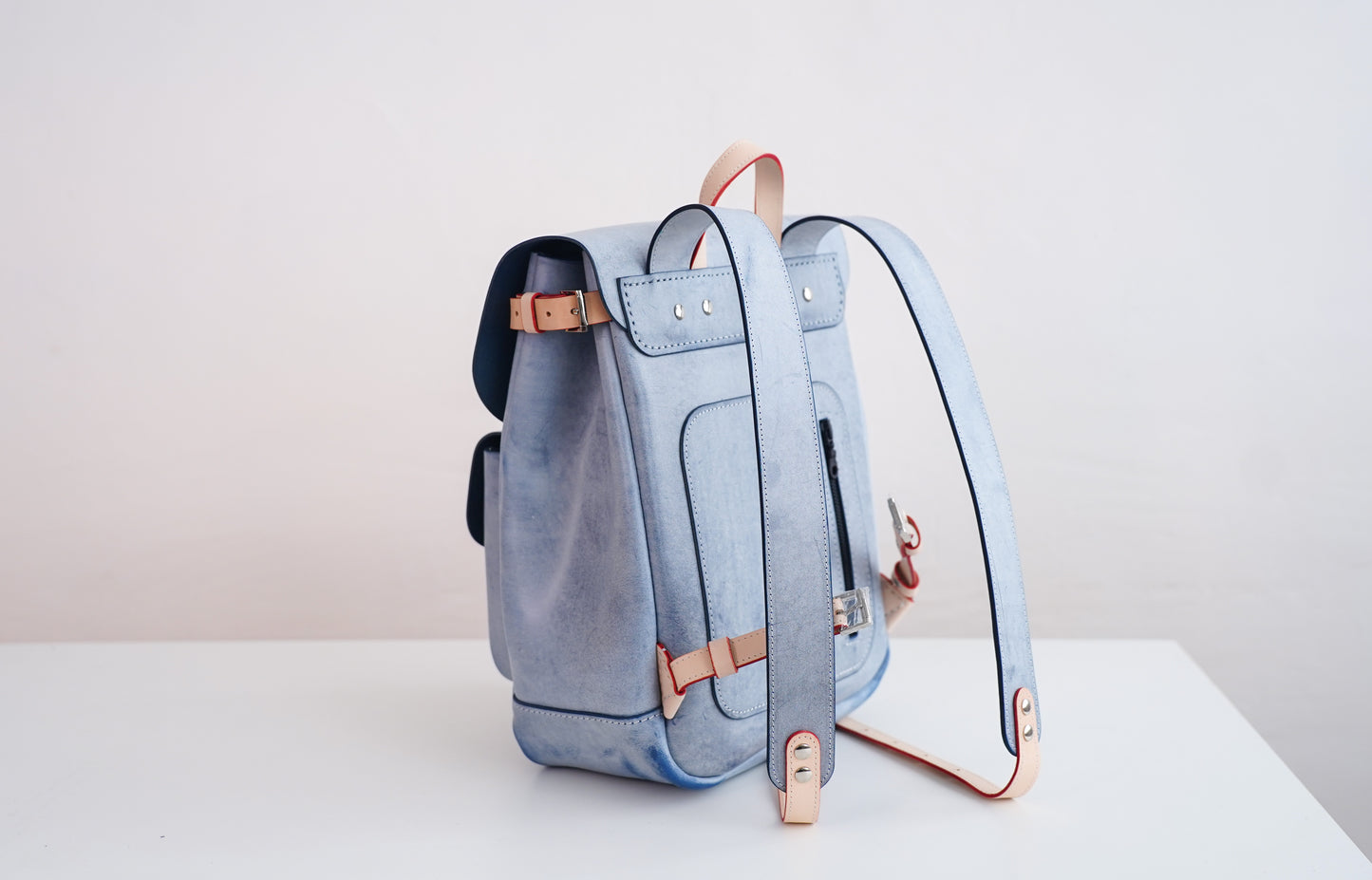 GA custom daily commuter women's genuine leather backpack, pure leather backpack, first-layer waxed leather, vintage and high-end