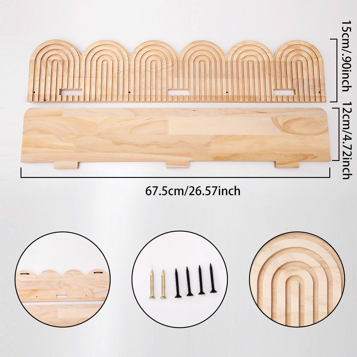 Spiral Multi-Tiered Wood Wall Planter Shelf - Handmade Solid Wood Floating Decor